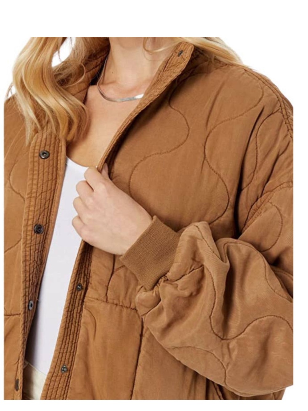 BLANKNYC Tencel Drop Shoulder Snap Button Down Quilted Jacket Size Large